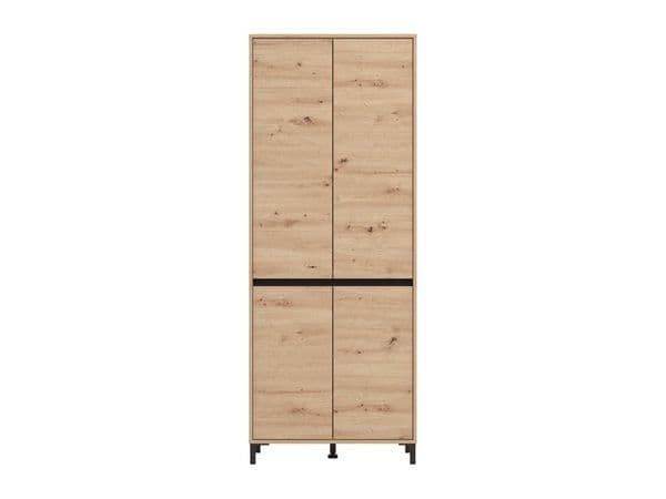 Toshiro Oak Effect Tall Shoe Cabinet Cupboard - Organise 40 Pairs, 4 Doors, 8 Shelves - UK Luxury Furniture