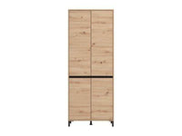 Toshiro Oak Effect Tall Shoe Cabinet Cupboard - Organise 40 Pairs, 4 Doors, 8 Shelves - UK Luxury Furniture