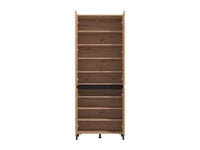 Toshiro Oak Effect Tall Shoe Cabinet Cupboard - Organise 40 Pairs, 4 Doors, 8 Shelves - UK Luxury Furniture