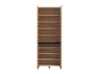 Toshiro Tall Oak Effect Half-Mirrored Shoe Cabinet: 40-Pair Storage Solution - UK Luxury Furniture