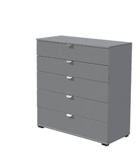 Valentina Grey Chest of Drawers: Modern 5-Drawer Storage for Chic Bedroom Decor - UK Luxury Furniture