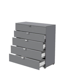 Valentina Grey Chest of Drawers: Modern 5-Drawer Storage for Chic Bedroom Decor - UK Luxury Furniture