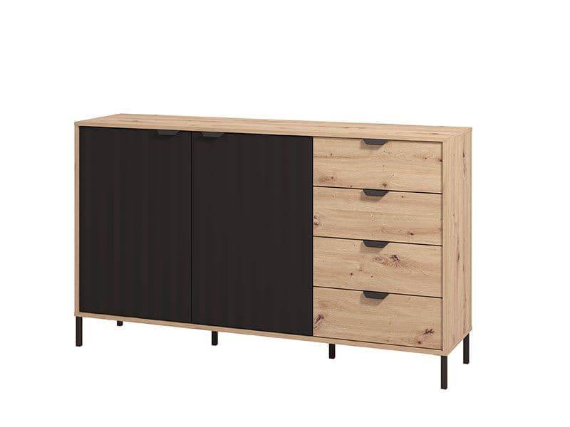 Vilamoura Artisan Oak Effect and Black Sideboard: Modern Storage Unit with Ample Space - UK Luxury Furniture