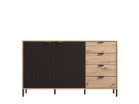 Vilamoura Artisan Oak Effect and Black Sideboard: Modern Storage Unit with Ample Space - UK Luxury Furniture