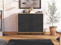 Vilamoura Artisan Oak Effect & Black Small Sideboard - Modern Storage Unit - UK Luxury Furniture