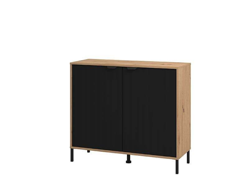 Vilamoura Artisan Oak Effect & Black Small Sideboard - Modern Storage Unit - UK Luxury Furniture