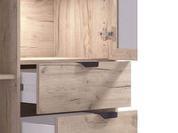 Vivea Grey Oak Effect and Cashmere Slatted 2-Door Display Cabinet - UK Luxury Furniture