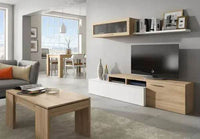 Warrington White Gloss and Oak Effect Reversible L-Shaped TV Entertainment Wall Unit - UK Luxury Furniture