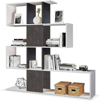Premium Zaga Oxide Dark Brown and Arctic White Contemporary Bookcase with 10 Open Compartments - UK Luxury Furniture