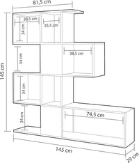 Premium Zaga Oxide Dark Brown and Arctic White Contemporary Bookcase with 10 Open Compartments - UK Luxury Furniture