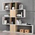 Zaga White and Oak Effect Gloss Bookcase: Elegant Storage Solution for Modern Homes - UK Luxury Furniture