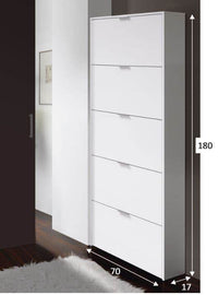 Zappa White Gloss Shoe Cabinet with Revolving Drawers for Tidy Hallway Storage - UK Luxury Furniture
