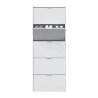 Zappa White Gloss Shoe Cabinet with Revolving Drawers for Tidy Hallway Storage - UK Luxury Furniture