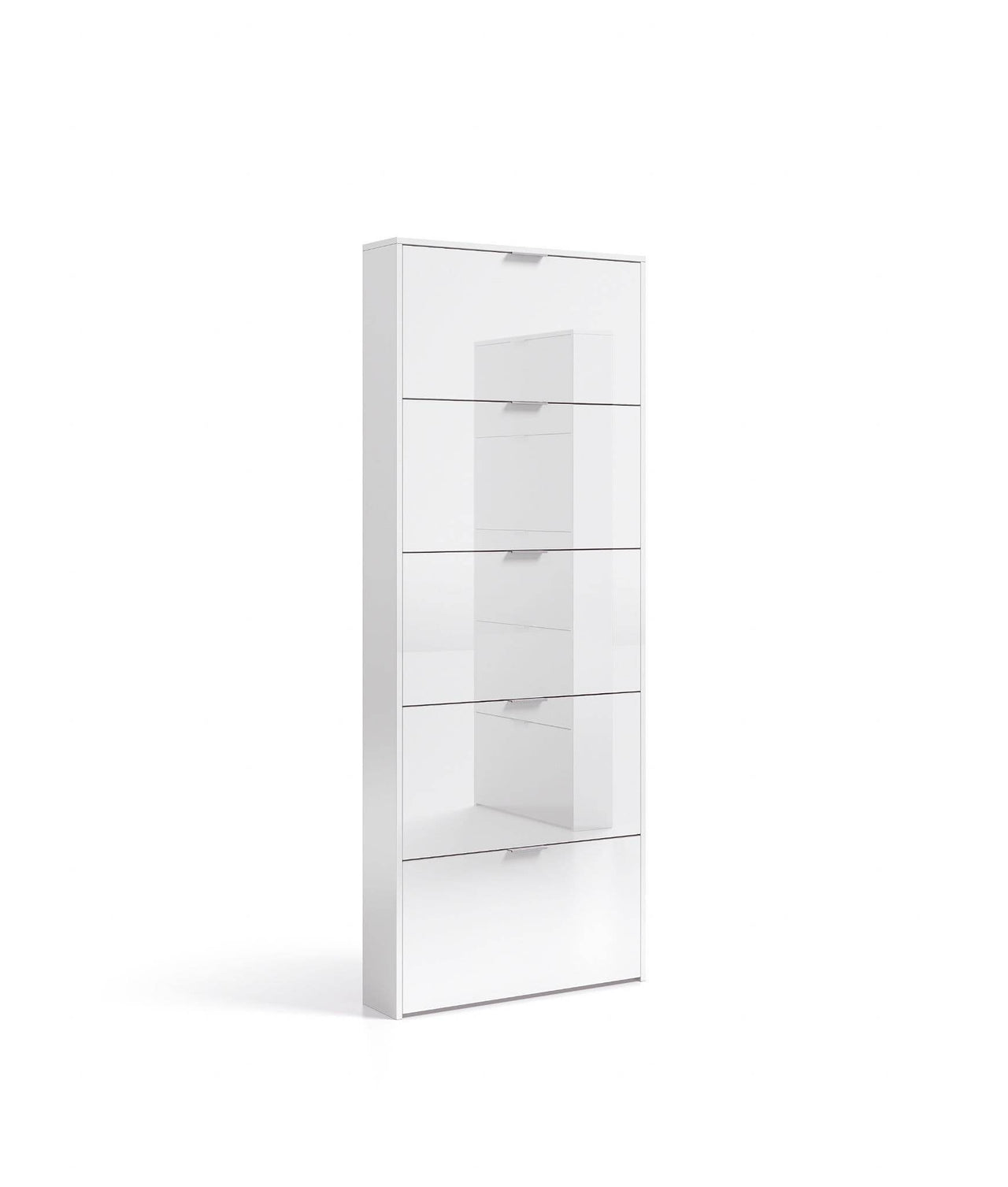 Zappa White Gloss Shoe Cabinet with Revolving Drawers for Tidy Hallway Storage - UK Luxury Furniture