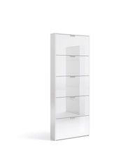 Zappa White Gloss Shoe Cabinet with Revolving Drawers for Tidy Hallway Storage - UK Luxury Furniture