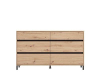 Zavaro Industrial Oak Effect Six-Drawer Wide Chest for Elegant Storage - UK Luxury Furniture
