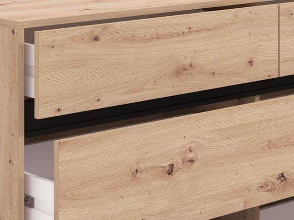 Zavaro Industrial Oak Effect Six-Drawer Wide Chest for Elegant Storage - UK Luxury Furniture