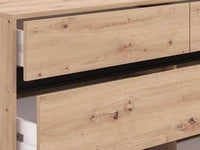 Zavaro Industrial Oak Effect Six-Drawer Wide Chest for Elegant Storage - UK Luxury Furniture