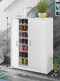 Elegant White Shoe Storage Cupboard for Hallway Organisation - 30 Pair Capacity - UK Luxury Furniture