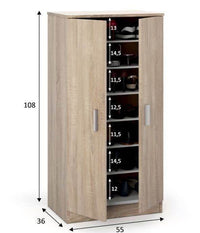 Zuldy Oak Effect Shoe Cabinet: Stylish Storage Solution for Hallway or Bedroom - UK Luxury Furniture