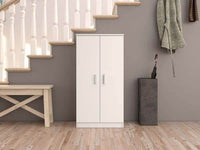 Elegant White Shoe Storage Cabinet with Six Shelves for Hallways and Bedrooms - UK Luxury Furniture