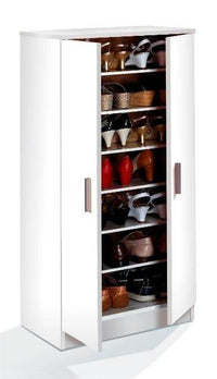 Elegant White Shoe Storage Cabinet with Six Shelves for Hallways and Bedrooms - UK Luxury Furniture