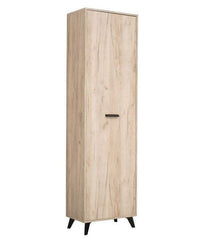 Elegant Kenzo Oak Slim Wardrobe: Single Door, Four Shelves, Pull-Out Hanging Rail - UK Luxury Furniture