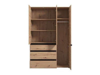 Kyoto Artisan Oak Effect 3-Door 3-Drawer Mirrored Wardrobe: Stylish Storage Solution - UK Luxury Furniture