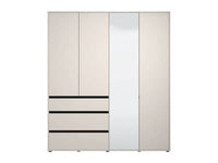 Kyoto Cashmere 4 Door 3 Drawer Mirrored Wardrobe: Elegant Storage Solution with Mirror - UK Luxury Furniture