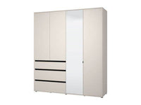 Kyoto Cashmere 4 Door 3 Drawer Mirrored Wardrobe: Elegant Storage Solution with Mirror - UK Luxury Furniture