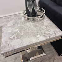 Arriana Luxury Lamp Table with Round Marble or Glass Top and Polished Stainless Steel Base - UK Luxury Furniture