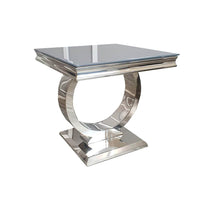 Arriana Luxury Lamp Table with Round Marble or Glass Top and Polished Stainless Steel Base - UK Luxury Furniture