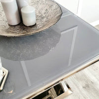 Arriana Luxury Lamp Table with Round Marble or Glass Top and Polished Stainless Steel Base - UK Luxury Furniture