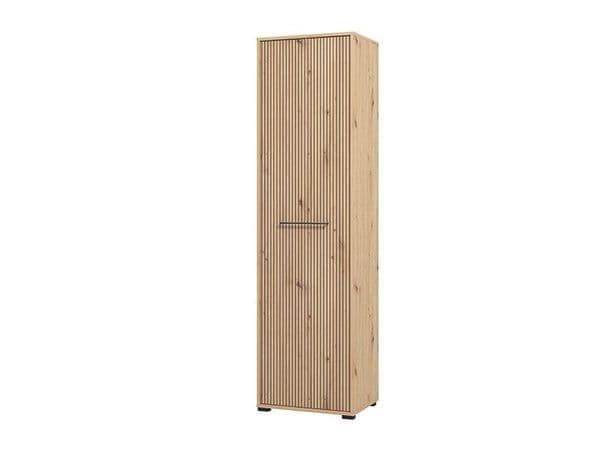 Lazlo Slatted Artisan Oak Effect Slim Wardrobe - Elegant Space-Saving Storage Solution - UK Luxury Furniture
