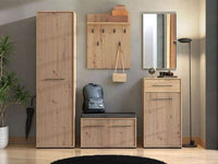 Lazlo Slatted Artisan Oak Effect Slim Wardrobe - Elegant Space-Saving Storage Solution - UK Luxury Furniture