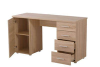 Libro Sonoma Oak Effect Desk with Four Drawers and Modern Matte White Finish - UK Luxury Furniture