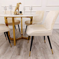 Lucien Gold 1.2M Round Dining Table with Elegant Sintered Stone Top and Sturdy Pedestal Base - UK Luxury Furniture
