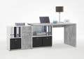 Luiz Concrete Grey and White Corner Desk: Versatile, Modern, and Functional Office Furniture - UK Luxury Furniture