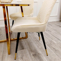 Luna Velvet Dining Chair - Scandinavian Style with Gold Tipped Legs - Available in 6 Colours - UK Luxury Furniture