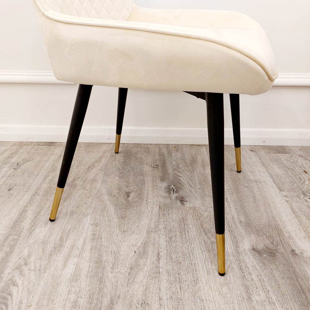 Luna Velvet Dining Chair - Scandinavian Style with Gold Tipped Legs - Available in 6 Colours - UK Luxury Furniture