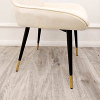 Luna Velvet Dining Chair - Scandinavian Style with Gold Tipped Legs - Available in 6 Colours - UK Luxury Furniture