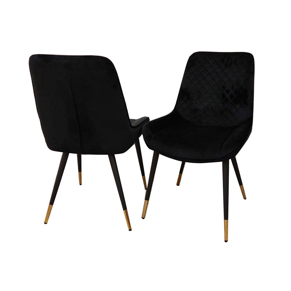 Luna Velvet Dining Chair - Scandinavian Style with Gold Tipped Legs - Available in 6 Colours - UK Luxury Furniture