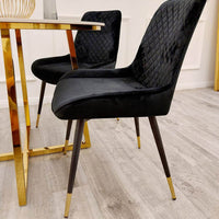 Luna Velvet Dining Chair - Scandinavian Style with Gold Tipped Legs - Available in 6 Colours - UK Luxury Furniture