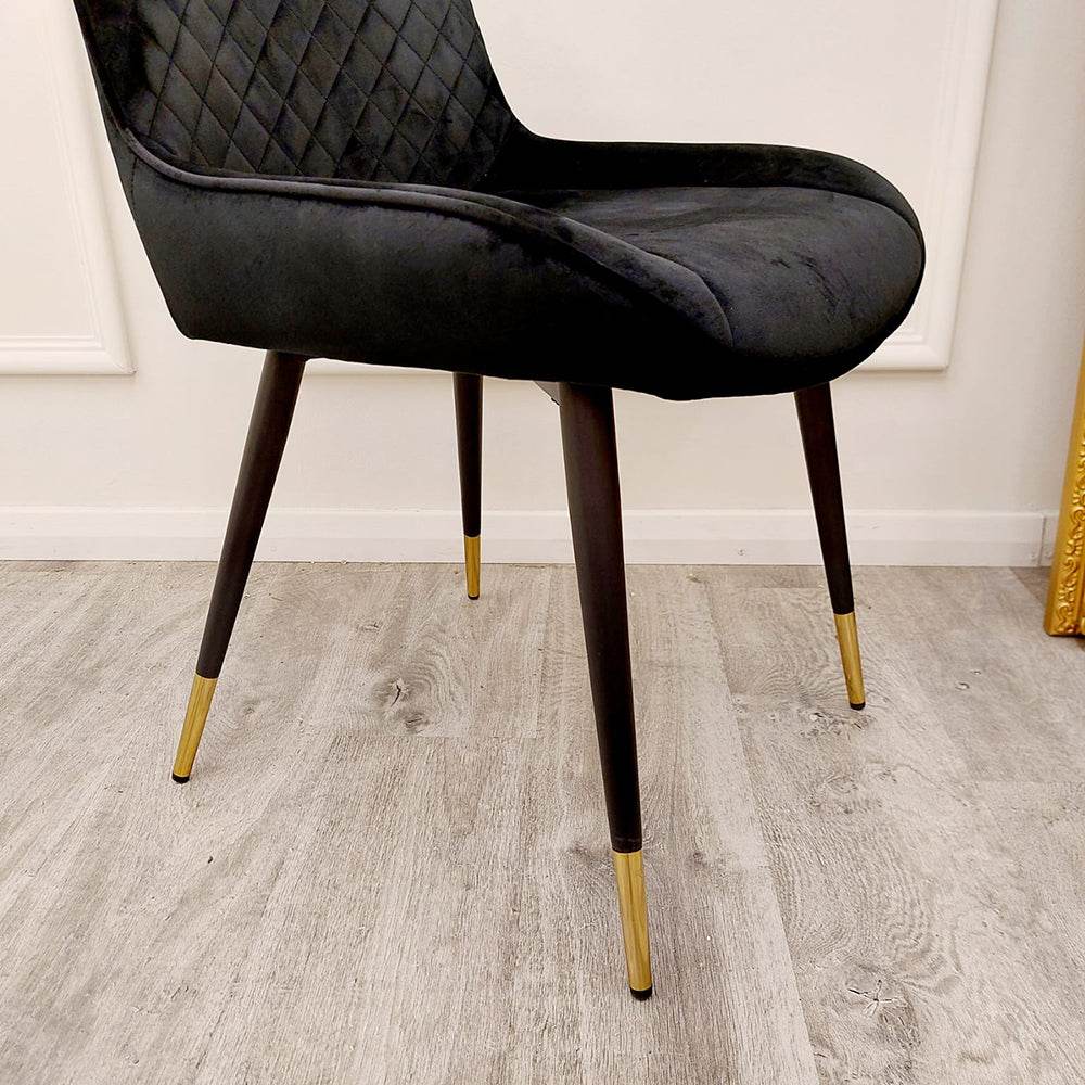 Luna Velvet Dining Chair - Scandinavian Style with Gold Tipped Legs - Available in 6 Colours - UK Luxury Furniture