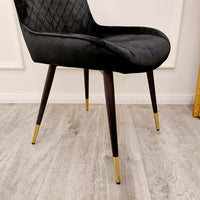Luna Velvet Dining Chair - Scandinavian Style with Gold Tipped Legs - Available in 6 Colours - UK Luxury Furniture