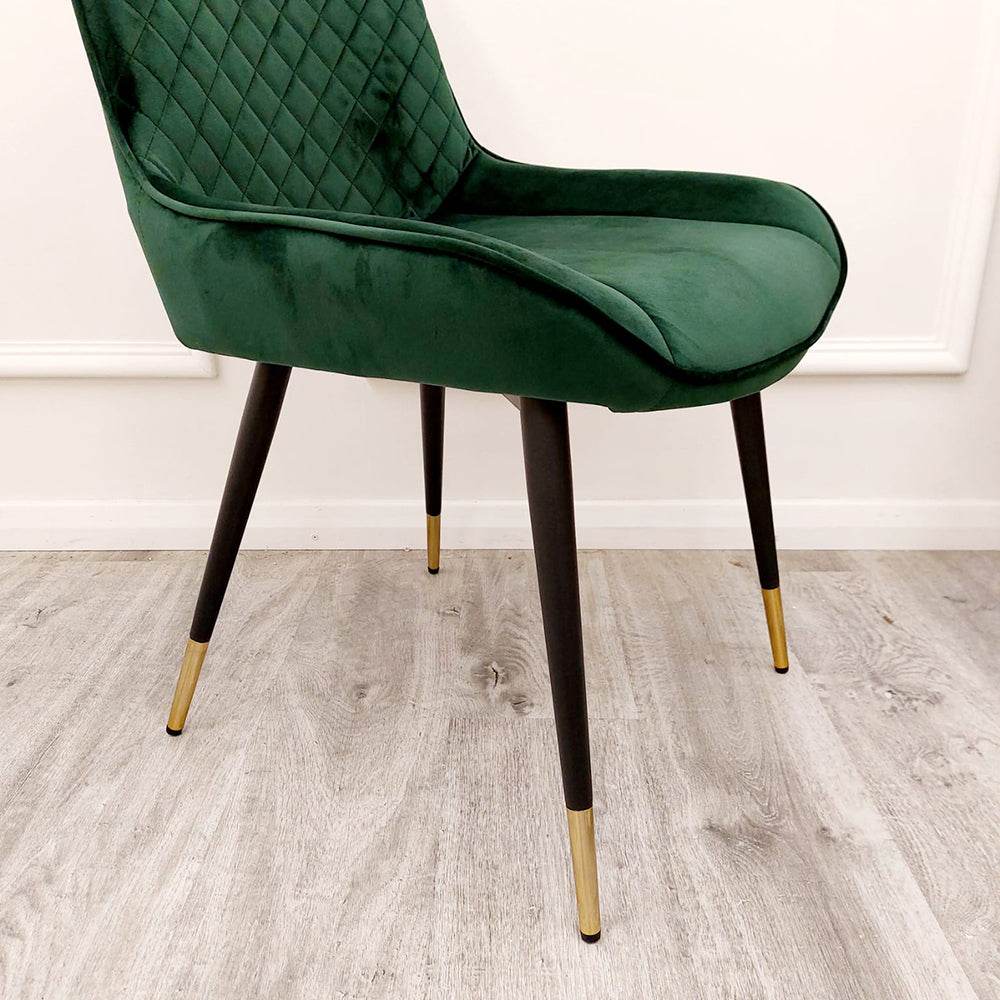 Luna Velvet Dining Chair - Scandinavian Style with Gold Tipped Legs - Available in 6 Colours - UK Luxury Furniture
