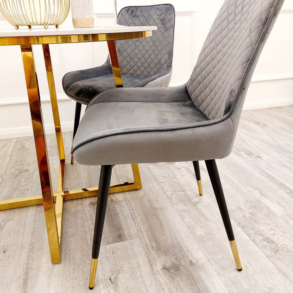 Luna Velvet Dining Chair - Scandinavian Style with Gold Tipped Legs - Available in 6 Colours - UK Luxury Furniture