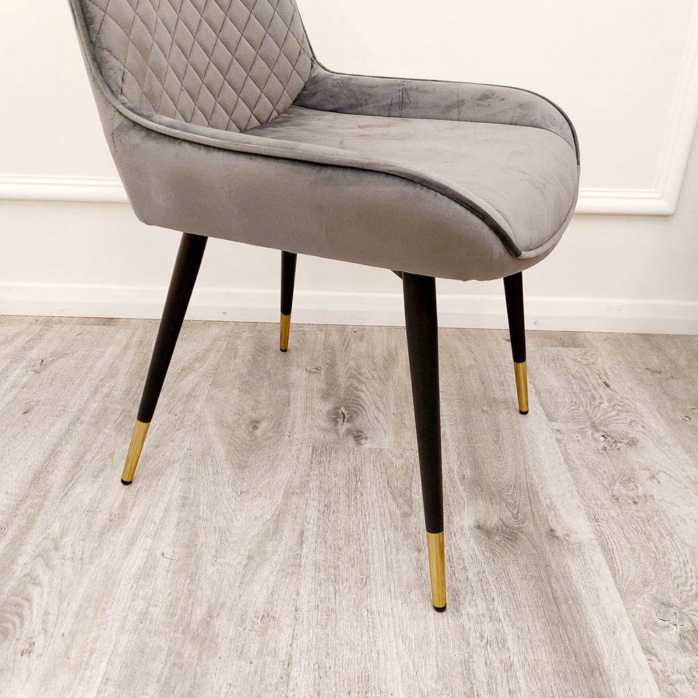 Luna Velvet Dining Chair - Scandinavian Style with Gold Tipped Legs - Available in 6 Colours - UK Luxury Furniture