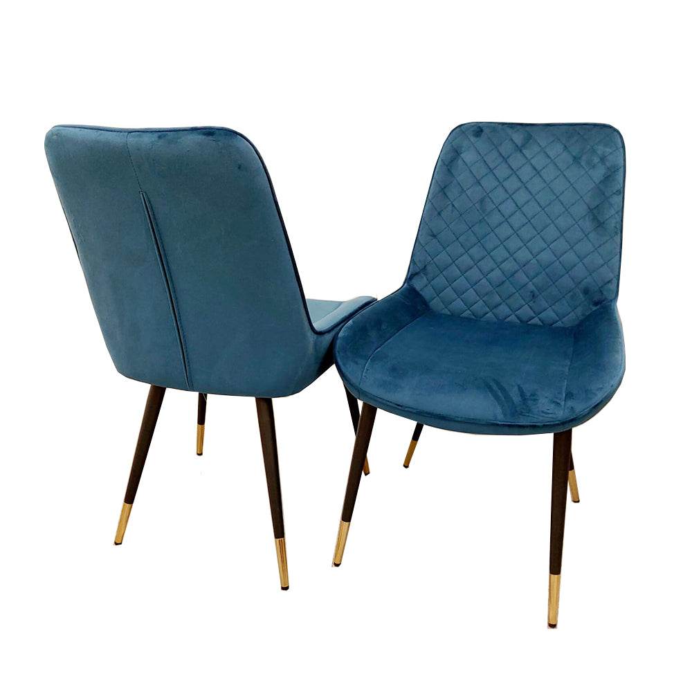 Luna Velvet Dining Chair - Scandinavian Style with Gold Tipped Legs - Available in 6 Colours - UK Luxury Furniture