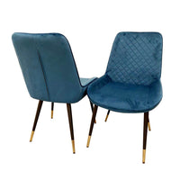 Luna Velvet Dining Chair - Scandinavian Style with Gold Tipped Legs - Available in 6 Colours - UK Luxury Furniture